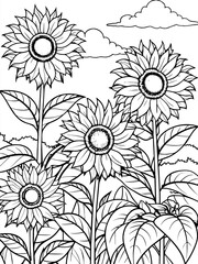 black and white daisy logo icon t-shirt design coloring page app icon Print design illustration