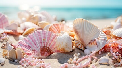 Wall Mural - seashells on the beach