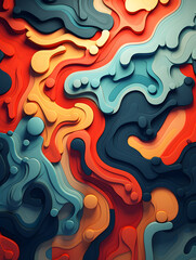 Wall Mural - Abstract background with 3D elements in layered depth, striking contrasts and immersive design