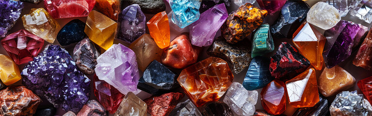 Poster - Vibrant Collection of Scattered Gemstones and Crystals
