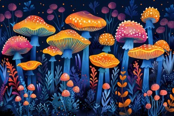 abstract background in colors and patterns for National Mushroom Month