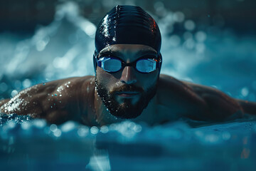 Sticker - Professional man wearing goggles in swimming pool