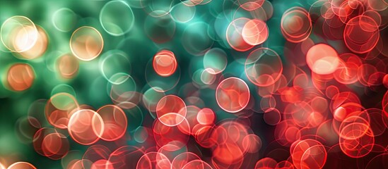 Aufkleber - Soft focus red and green circles create an abstract background with copy space image.