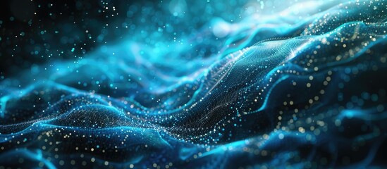 Poster - background featuring digital wave form particles with a copy space image.