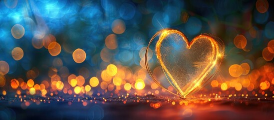 Leinwandbilder - Ideal for celebrations, a heart-shaped light blur in the background with plenty of copy space image available.