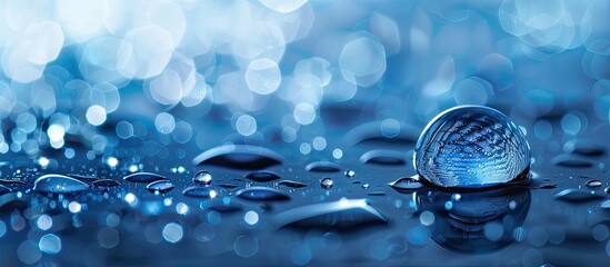 Aufkleber - A blue water drop on the window with copy space image for background.