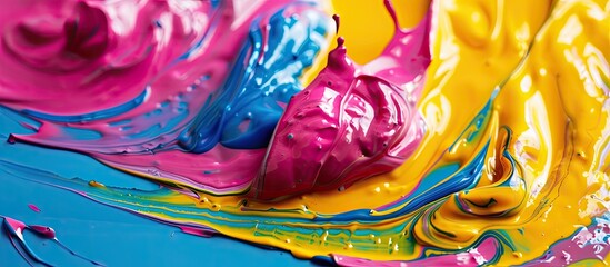 Aufkleber - Blend of cyan, yellow, and magenta in an offset printing copy space image.
