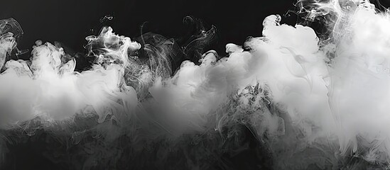 Wall Mural - Black textured background with white smoke providing copy space image.