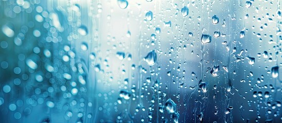 Aufkleber - A blue water drop on the window with copy space image for background.