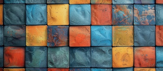 Wall Mural - Background with abstract tiles and ample copy space image.