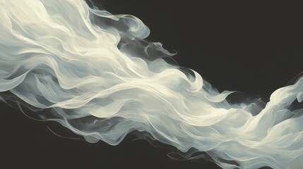 Wall Mural - A white smokey cloud with a black background. Anime cloud background