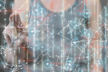 Aufkleber - Neural network 3D illustration. Big data and cybersecurity