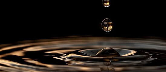 Aufkleber - Water droplet set against a black background, providing copy space image.