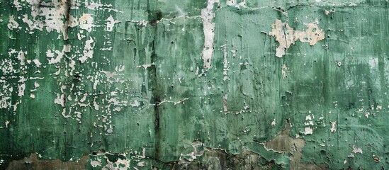 Poster - Copy space image of a textured green wall with a grungy appearance.