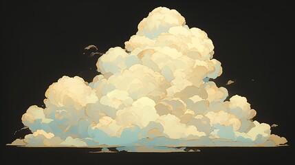 Wall Mural - A large white cloud with a blue tinge. Anime cloud background