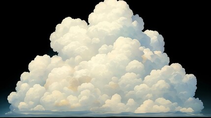 Wall Mural - A large white cloud with a blue sky background. Anime cloud background
