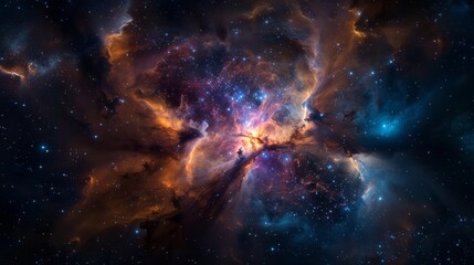 Wall Mural - A cosmic nebula with vivid colors and countless stars, creating a stunning spectacle in the vastness of space