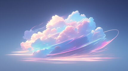 Wall Mural - A colorful cloud with a rainbow swirls around it. Anime cloud background