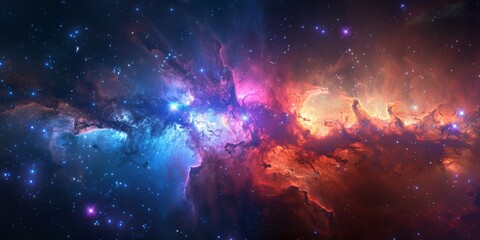 Wall Mural - A cosmic nebula with vivid colors and countless stars, creating a stunning spectacle in the vastness of space