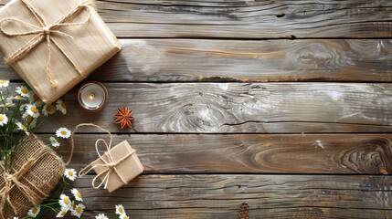 Celebrate Father's Day with items on a wooden table.