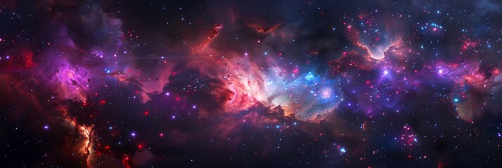 Wall Mural - A cosmic nebula with vivid colors and countless stars, creating a stunning spectacle in the vastness of space