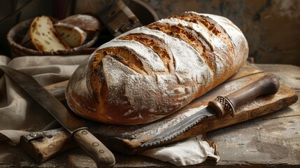 Wall Mural - A rustic country loaf, dusted with flour