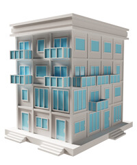 Wall Mural - Blue door and window building. 3d rendering.	