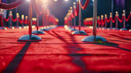 Wall Mural - Red carpet setup with rope and poles for a formal event or premiere