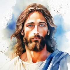 watercolor portrait of Jesus Christ