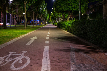 Wall Mural - Bike path at night in embankment Molos is a beautiful place in Limassol at Cyprus