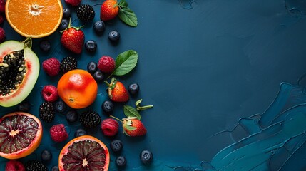 Wall Mural - Fruit on a plain background. A tasty and nutritious diet option.
