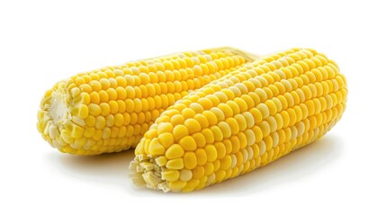 Poster - Yellow corn on white background with clipping path and text space