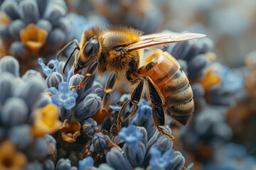 Canvas Print - A beekeeper tending to hives, highlighting the importance of bees. Concept of agriculture and biodiversity. Generative Ai.