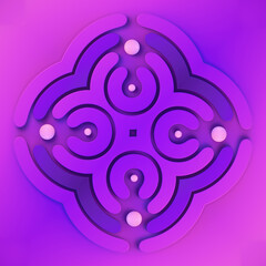 Wall Mural - Fascinating digital illustration of a kaleidoscopic purple pattern. 3d rendering