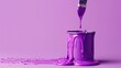 © TheWaterMeloonProjec - A vivid purple paint can and brush creating drips with room for text