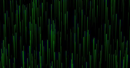 Aufkleber - Art, neon lights and stripe pattern with green color for digital wallpaper, design or abstract overlay. Illumination, glow and geometric lines with holographic creativity by dark black background.