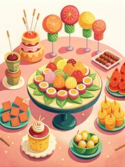 Canvas Print - Assorted sweets and treats on a festive table.