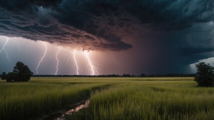 Wall Mural - Beautiful wallpaper summer cereals and storm in the sky