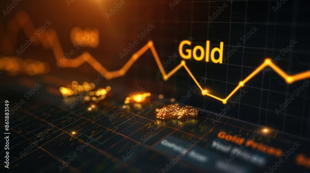 Gold market analysis with a rising graph indicating the growth of gold ...