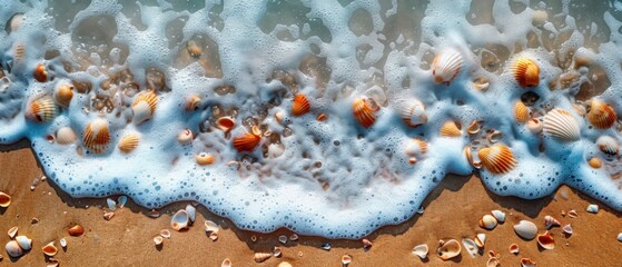 Wall Mural - photo of the beach. sand and water, top view.