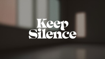 Poster - A black and white photo of a room with the words keep silence, AI