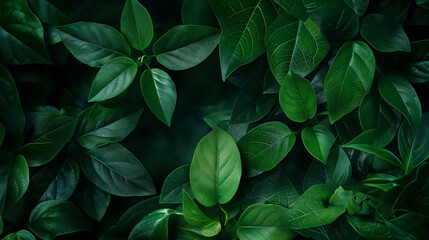 Green and colored tropical leaves on bright colorful background