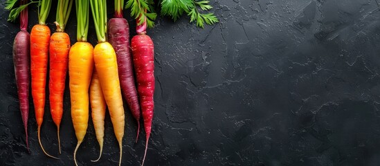 Colorful Carrots on Black Background