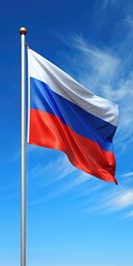 Russian Flag Waving in the Wind on a Clear Day. Generative AI