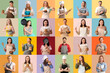 © Pixel-Shot - Set of people wearing aprons on color background