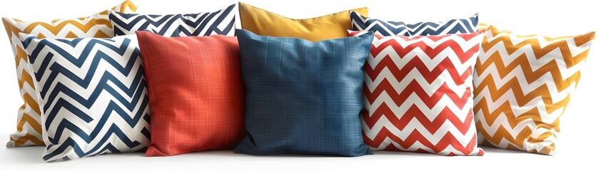 Colorful chevron pillows with soft light

