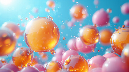 orange bubbles on blue background wallpaper