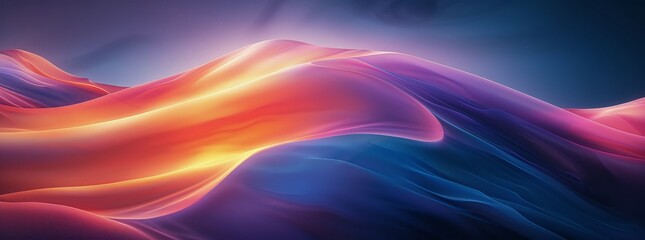 Wall Mural - Abstract Wavy Lines of Light in Blue and Pink Hues