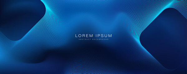 Sticker - blue gradient abstract background design with glowing geometric lines. modern shiny blue lines patte