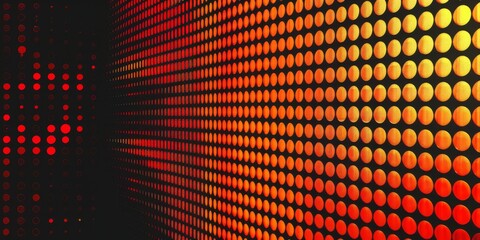 Poster - A vibrant display of dynamic red and yellow light dots creating an abstract digital pattern in motion